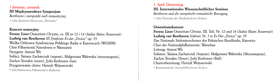 Ludwig van Beethoven Easter Fetival in Cracow 1999